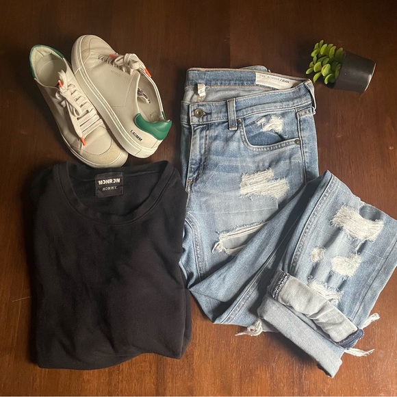 Monrow Mommy Maternity Side Lace Up Long Sleeve Sweatshirt In Black Size Medium - Picture 9 of 9